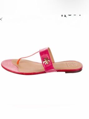 Tory Burch Kira Thong Sandals Tejus Embossed Leather Size 9.5 vacation summer